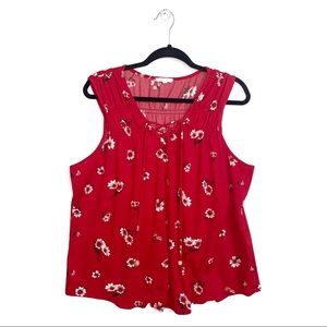 Maurices | Red Floral Print Peasant Tank